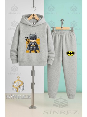 Çocuk Unısex Batman Cocuk Tasarımlı Kapşonlu Eşofman Takımı