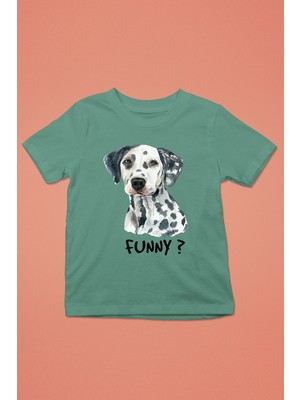 Darkhane Eğlenceli Dalmaçyalı - Baskılı Unisex Su Yeşili Çocuk Tişört - T-Shirt CT001