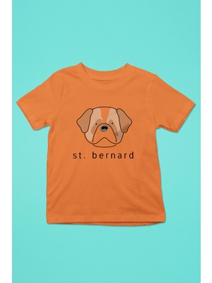 Darkhane Saint Bernard -Baskılı Unisex Turuncu Çocuk Tişört - T-Shirt CT005