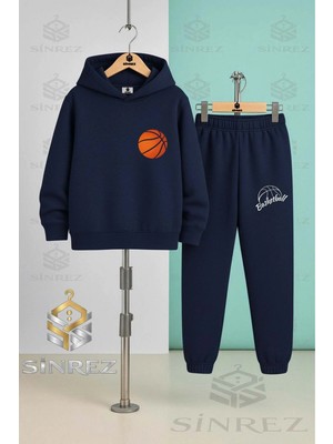 Çocuk Unısex Basketbol Truruncu Top Logo Kapşonlu Eşofman Takımı