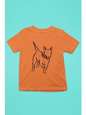 Darkhane Eğlencel Bull Teriyer - Baskılı Unisex Turuncu Çocuk Tişört - T-Shirt CT005