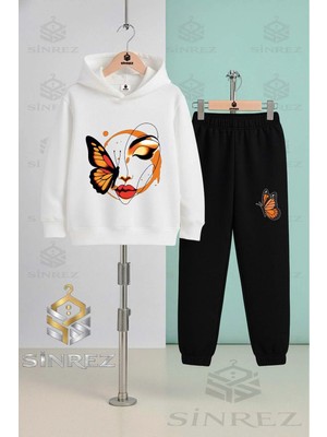 Çocuk Unısex Kelebek Gırl On Face Kapşonlu Eşofman Takımı