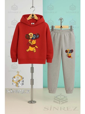 Çocuk Unısex Ayıcık Pooh Balonlar Kapşonlu Eşofman Takımı