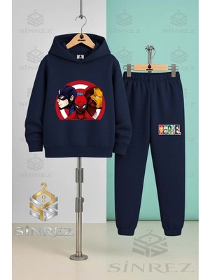 Çocuk Unısex Marvel 3lu Kalkan Icınde Kapşonlu Eşofman Takımı