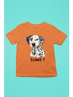 Darkhane Eğlenceli Dalmaçyalı - Baskılı Unisex Turuncu Çocuk Tişört - T-Shirt CT005