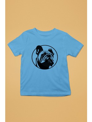 Darkhane English Bulldog - Baskılı Unisex Turkuaz Çocuk Tişört - T-Shirt CT003