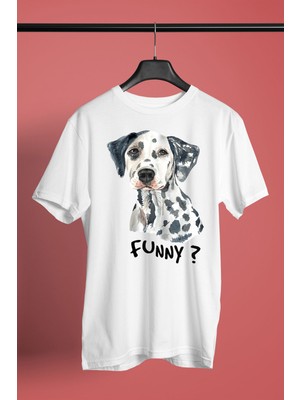 Darkhane Eğlenceli Dalmaçyalı - Baskılı Unisex Beyaz Tişört - T-Shirt UT007