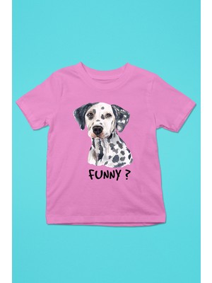 Darkhane Eğlenceli Dalmaçyalı - Baskılı Unisex Pembe Çocuk Tişört - T-Shirt CT002