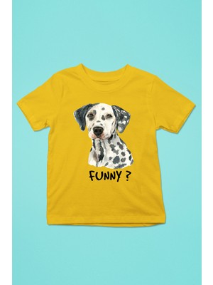 Darkhane Eğlenceli Dalmaçyalı - Baskılı Unisex Sarı Çocuk Tişört - T-Shirt CT004