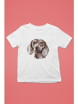 Darkhane Sevimli Base Basset Hound -Baskılı Unisex Beyaz Çocuk Tişört - T-Shirt CT007