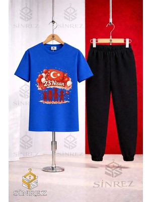 Çocuk Cocuklar Golge El Ele 23 Nısan Baskılı Tişort Eşofman Takımı