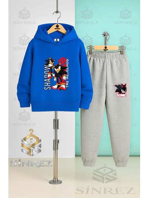 Çocuk Unısex Sonıc Syh 2lı Yanları Yazı Kapşonlu Eşofman Takımı
