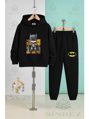Çocuk Unısex Batman Cocuk Tasarımlı Kapşonlu Eşofman Takımı