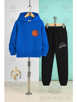 Çocuk Unısex Basketbol Truruncu Top Logo Kapşonlu Eşofman Takımı