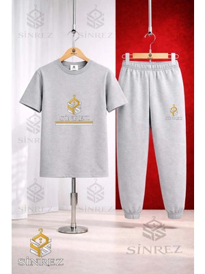 Çocuk Logo Alt Ikı Cızgı Baskılı Tişort Eşofman Takımı