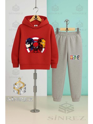 Çocuk Unısex Marvel 3lu Kalkan Icınde Kapşonlu Eşofman Takımı