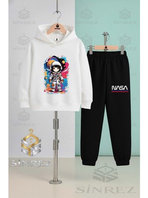 Çocuk Unısex Astronot Kız Renklı Tvl Kapşonlu Eşofman Takımı