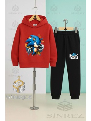 Çocuk Unısex Sonıc Yarım Ymrk Sıkan Kapşonlu Eşofman Takımı