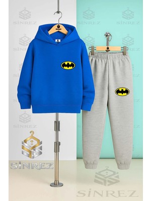 Çocuk Unısex Batman Alt Ust Logolu Kapşonlu Eşofman Takımı