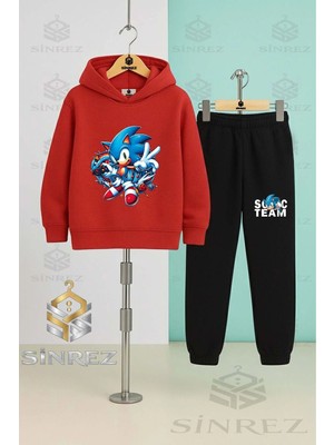 Çocuk Unısex Sonıc Oyun Konsollu Kapşonlu Eşofman Takımı