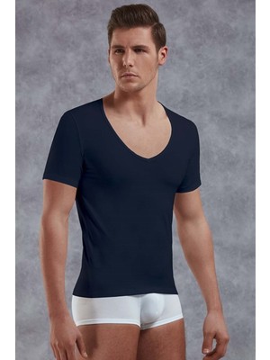 Doreanse Erkek Modal Derin V Yaka Kısa Kol T Shirt 2820 Laci