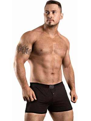 Doreanse Siyah Erkek Pamuk Düğmeli Normal Paça Boxer 1511