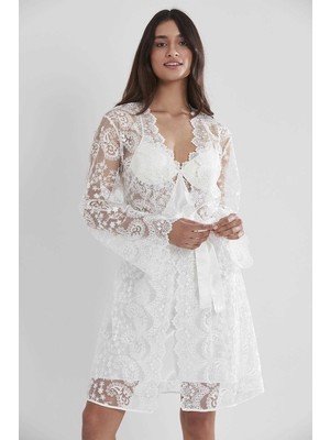 Pierre Cardin Ekru 6'lı Kaplı Midi Gecelik Sabahlık Set 6225