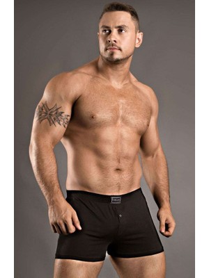Doreanse 1511 Siyah Erkek Normal Paça Boxer Düğmeli %100 Pamuk Konforlu ve Şık