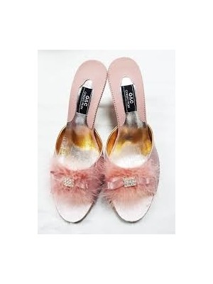 Gc Terlik GC Pudra Taşlı Kaztüyü Platform Bayan Terlik 175