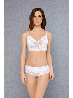 Doreanse Ekru Kadın Dantelli Dolgusuz Bralet Sütyen Külot Takım 12432