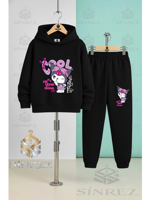 Çocuk Unısex Kuromı Cool Yazılı Kapşonlu Eşofman Takımı
