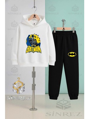 Çocuk Unısex Batman Daırede Alt Yazılı Kapşonlu Eşofman Takımı