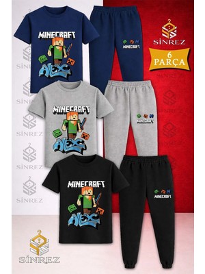 Çocuk Alex Orj Baskılı 3lü Tişort Eşofman Takımı