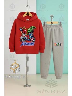 Çocuk Unısex Marvel 4lu Avangers Kapşonlu Eşofman Takımı