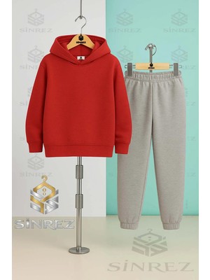 Çocuk Unısex Kışlık Sade Kapşonlu Eşofman Takımı