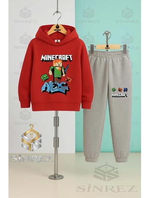 Çocuk Unısex Mınıcraft Alex Mdl Kapşonlu Eşofman Takımı