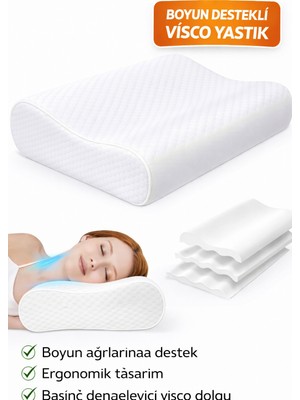 Arnee Ortopedik Boyun Yastığı Visco | Boyun Düzleşmesi ve Ağrısı İçin Ergonomik Yastık