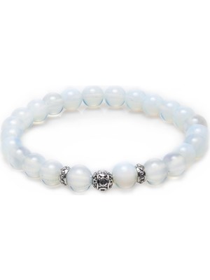 Alnis Atelier Doğal Taş Ay Taşı Bileklik Beyaz Renkli Gerçek Taş Kadınlar İçin Şık Aksesuar