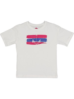 Lee Cooper London Çapa Erkek Çocuk %100 Pamuk O Yaka T-Shirt Off White