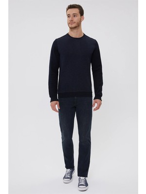 Lee Cooper Newdiagonal Erkek Bisiklet Yaka Sweatshirt Lacivert