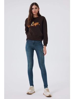 Lee Cooper Pearl Normal Bel Dar Kesim Çok Dar Paça Mid Wash Kadın Jean Pantolon