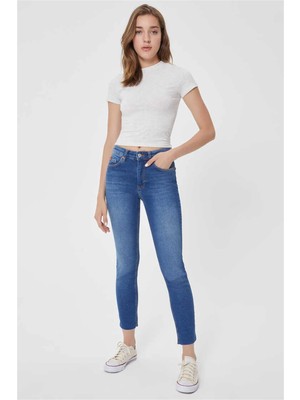 Lee Cooper Jacklin Yüksek Bel Dar Kesim Dar Paça Floyd Mid Kadın Jean Pantolon