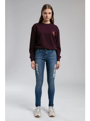 Lee Cooper Jamy Yüksek Bel Dar Kesim Çok Dar Paça Mavi Kadın Jean Pantolon