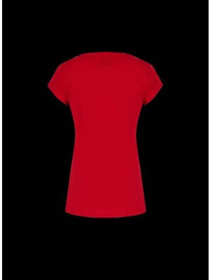 Lee Cooper Sara Kadın %100 Pamuk Bisiklet Yaka T-Shirt Kırmızı