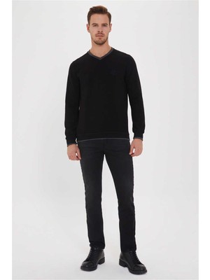 Lee Cooper Newdwade Erkek V Yaka Sweatshirt Siyah