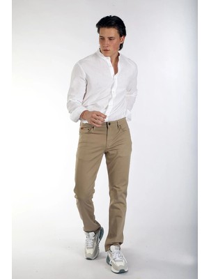 Lee Cooper Stow Normal Bel Dar Kesim Düz Paça Bej Erkek Pantolon