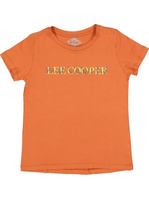 Lee Cooper 222 Lcg 242003 Pumpkın Turuncu Bisiklet Yaka Normal Kalıp Baskılı Kız Çocuk T-Shirt