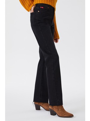 Lee Cooper Kelly Yüksek Bel Normal Kesim Düz Paça %100 Pamuk Gri Kadın Jean Pantolon