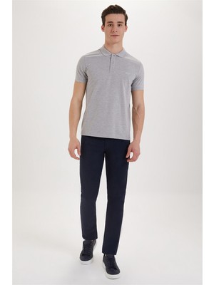 Lee Cooper Twins Erkek %100 Pamuk Polo Yaka T-Shirt Gri Melanj