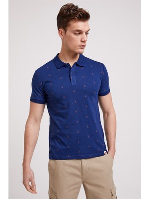 Lee Cooper Sail Erkek %100 Pamuk Polo Yaka T-Shirt İndigo
